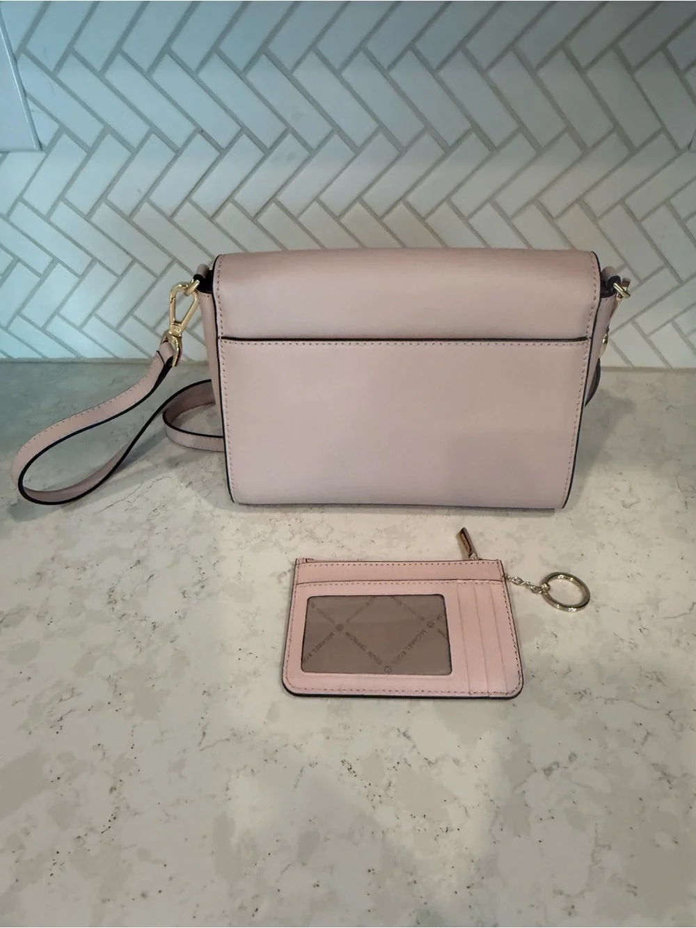 Michael Kors Blush Leather Crossbody with Card Case - Picture 2 of 5